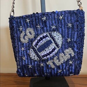 From India To You | Navy Beaded “Go Team” Shoulder Bag
